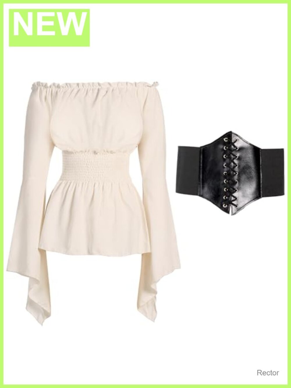 Renaissance Pirate Top Shirt Costume Off-Shoulder Medieval Blouse with Corset